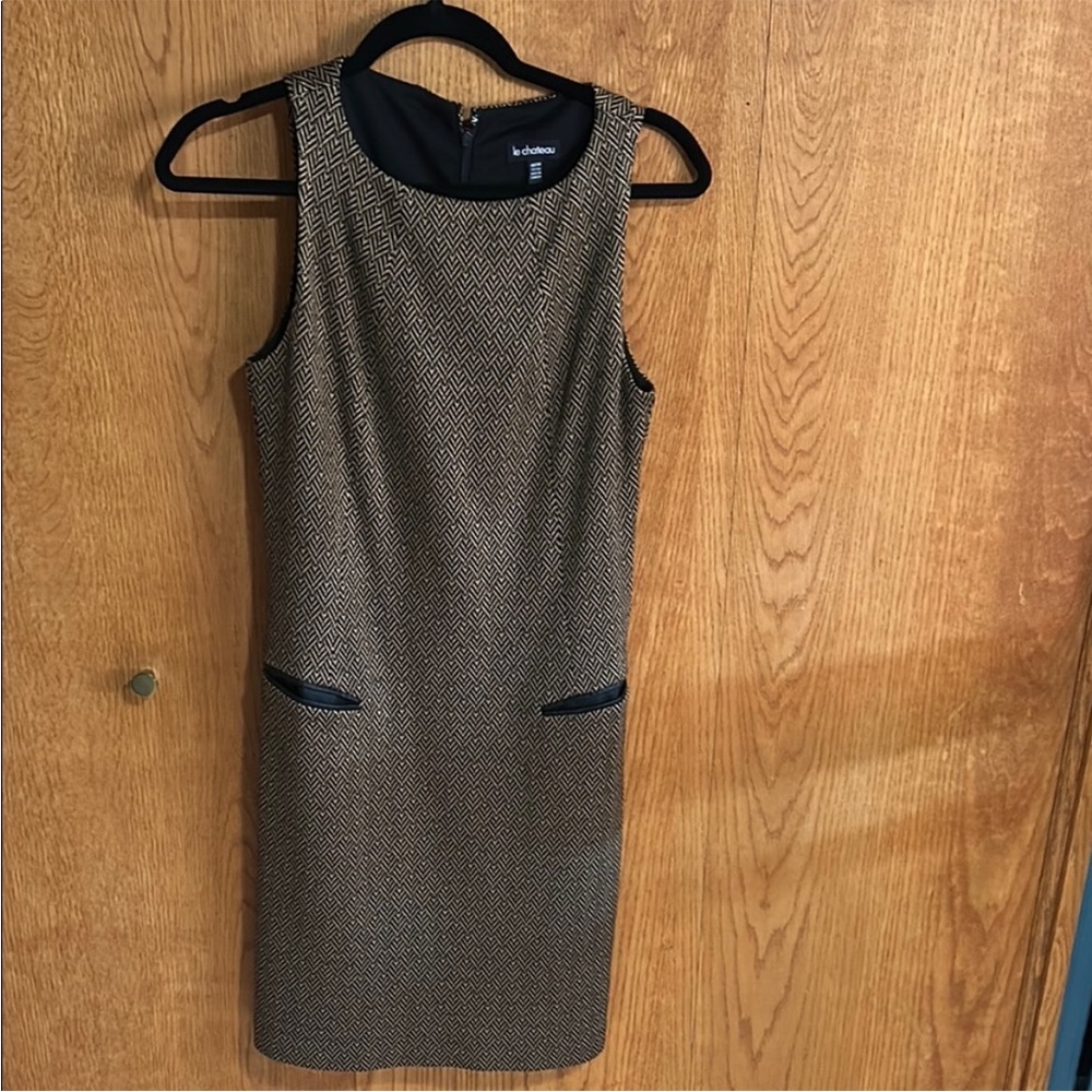 Le Chateau Black and Brown Midi Dress